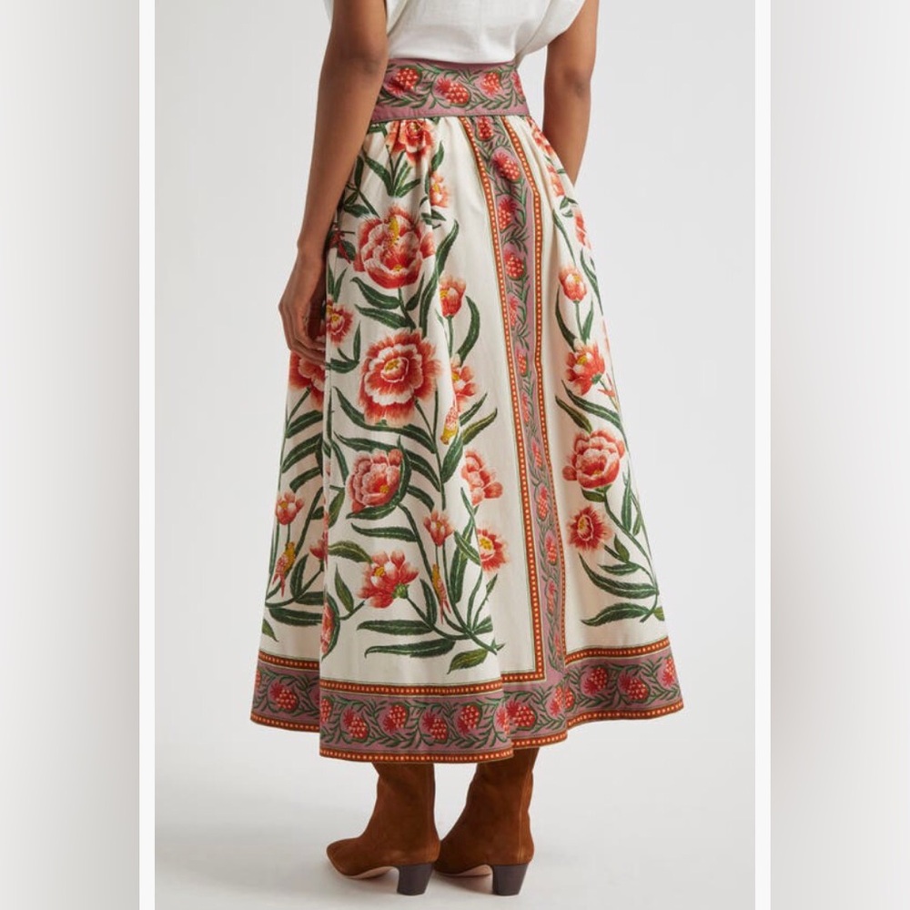 NWT $198 Farm Rio Anika Placed Floral Print Cotton Skirt in sizes XS and XL! - Picture 2 of 7
